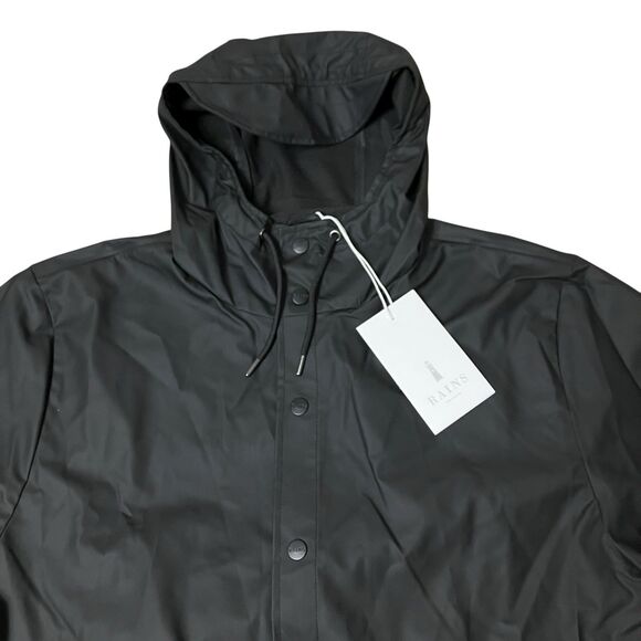 Rains Jacket Mens S/M Black Waterproof Long Jacket Hooded Lightweight Outerwear - Picture 3 of 14